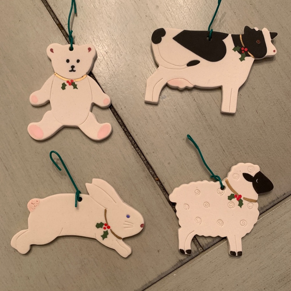 Ceramic animals Christmas ornaments